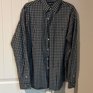 Ralph Lauren Men's Green Black and White Checkered Shirt
